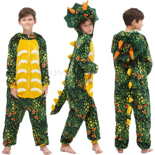 Kids winter dinosaur pajamas children panda lion sleepwear unicorn kigurumi onesies for boys girls blanket sleeper baby costume