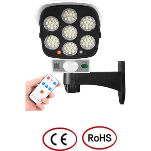 Remote solar fake monitor dummy camera Light Recharged Leds Outdoor Waterproof Motion Sensor Garden Lamp Path Street Wall Lamps