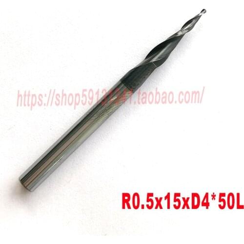 1pc R0.5*D4*15*50L*2F HRC55 Tungsten solid carbide Taper Ball Nose End Mills cone milling cutter cnc router bit wood knife tool