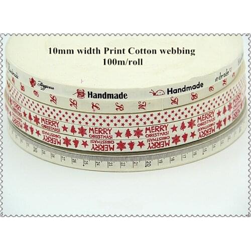 5 Styles 10mm x100m(328ft) Print Cotton Webbing 40S Plain Weave Sewing Tape 0.4''Bias Binding Ribbon tademark free shipping