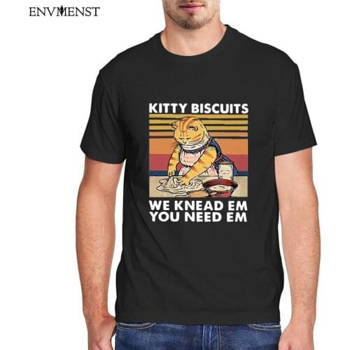 Kitty Biscuits We Knead Em You Need Em Unisex T Shirt Men Women Classic Kitty Baking Graphic Mens Shirt Vintage Cotton Tee Tops