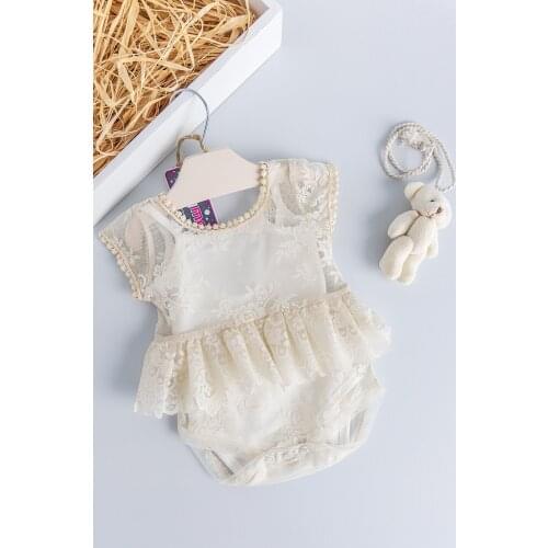 Babymod Baby Girl Rompers Guipureed Baby Girl Rompers with Toys