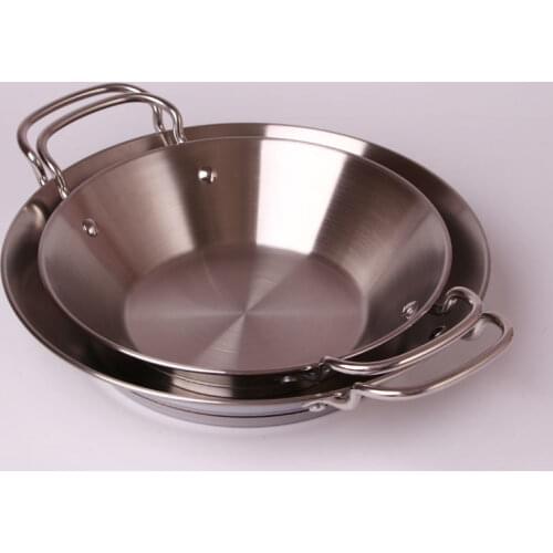 Korean stainless steel rice cake rice soup hot pot Spanish seafood paella pan small dry frying pot risotto stewpan saucepan