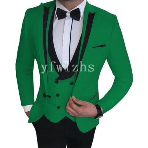 Handsome One Button Groomsmen Peak Lapel Groom Tuxedos Wedding Dress Men Suits Blazer Prom Dinner (Jacket+Pants+Tie+Vest) B127