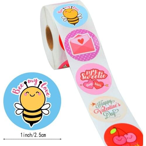 50-500pcs round Valentines Day sticker gift box package seal paste scrapbook sticker decoration wedding sticker 8 patterns