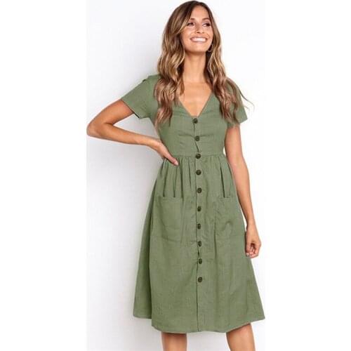 Manubeau Summer Dresses With Buttons