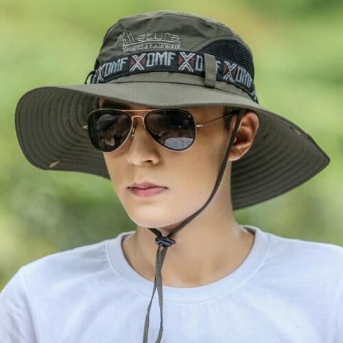 Fashion Summer Fishing Hat Man Women Wide Breathable Mesh Fishing Cap Beach Hats Sun Men\s Outdoors UV Protection Shade Hat
