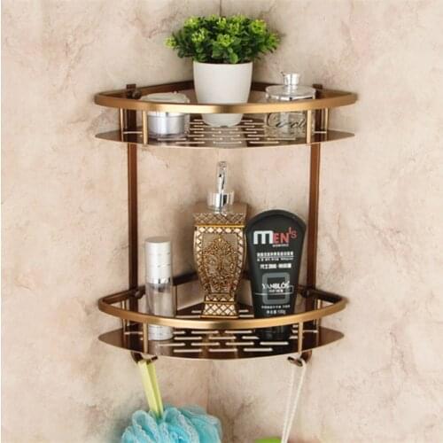 Bath Corner Shelf Antique Bronze Bathroom Shower Shelf Shampoo Holder Shelves Storage Shelf Rack Bathroom Basket Holder