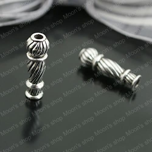 Wholesale 22*7mm Antique Silver color Twist Alloy Long column beads Findings Accessories 30 pieces(JM3362)