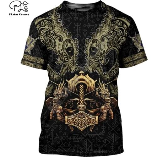 PLstar Cosmos Warriors Vikings Tattoo Symbol Fashion 3D Printed Summer Short Sleeves T-shirts funny Cosplay Halloween t shirts