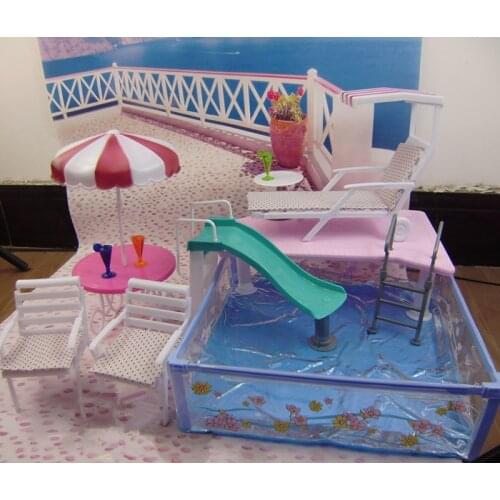 Girl birthday gift DIY toys 1/6 doll house 30cm doll furniture accessories plastic Play Set doll swimming pool for barbie doll