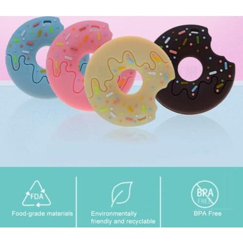 1pc Silicone Teethers Gingerbread Man Raccoon Donut Silicone Teether Latex Free Baby Teething Toy Baby Gift Food Grade Silicone
