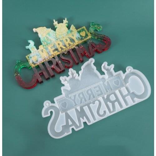 DIY Resin Crystal Epoxy Mold Christmas Santa Letters Listing Decoration Decorative Silicone Mold