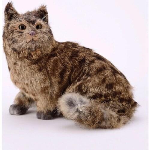 Realistic Cat Model Creative Home Animals Decor Ornament Children Cat Toys Plush Dolls Tail Foldable Birthday Christmas Gifts