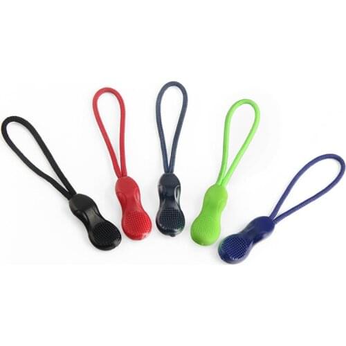 12 pieces/pack Mix Color Zipper Cord Peanut Shape Zip Pull Strap Lariat Black For Apparel Accessories