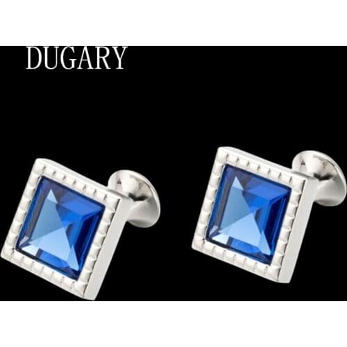 DUGARY Luxury shirt cufflinks for mens Brand cuff buttons cuff links Square crystal wedding abotoaduras Jewelry gemelos