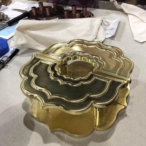 Cloud shape gold color glass door handle, wooden door semi circle caving handle