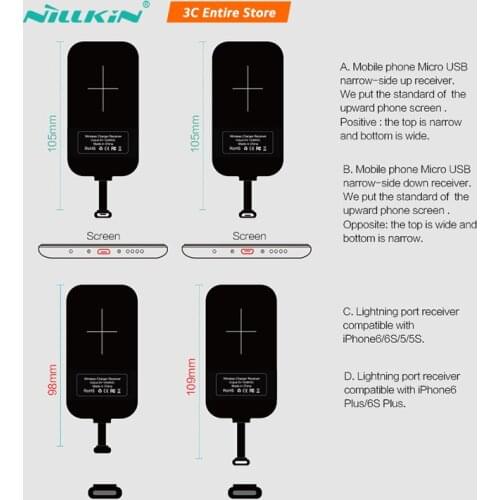 For iphone 6S/7/7Plus meizu oneplus Nillkin Universal Qi Wireless Charger Receiver Charging Adapter Receiver Micro USB interface