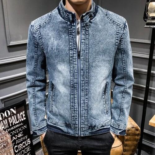 High quality mens 2021 new jacket retro denim jacket mens trend Slim solid color casual jacket fashion mens denim jacket
