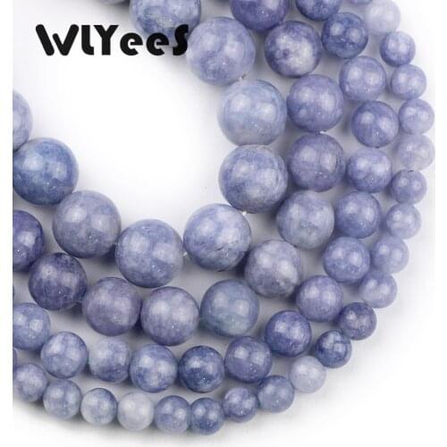 WLYeeS Natural Stone Royalblue sea Stone 6 8 10 12mm Blue Round Loose space Ball for Jewelry Bracelet Making DIY Accessories 15"