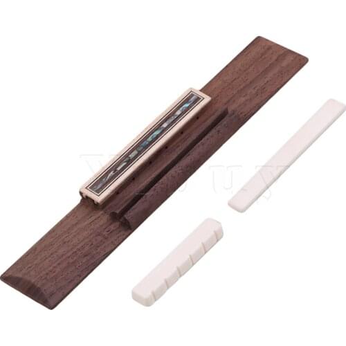 Yibuy Mahogany Classical Guitar Bridge with Guitar Nut & Cattle Bone Saddle