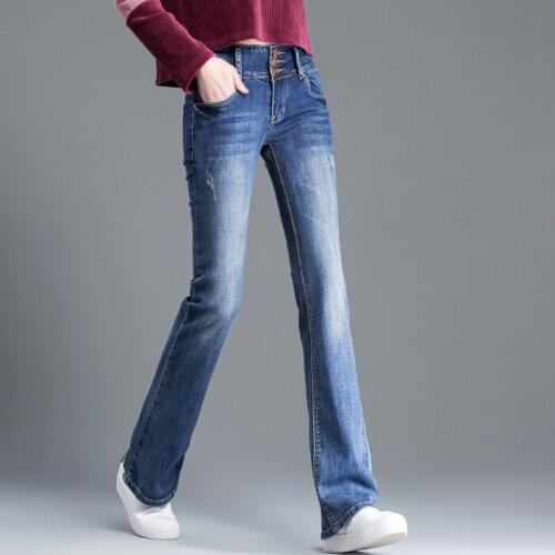 Womens jeans summer Slim Tencel Mid waist Flare Pants Full Length jeans N0211