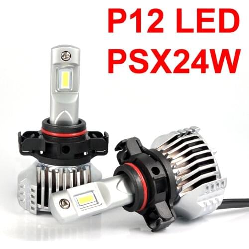 1 Set PSX24W P12 Car LED Headlight Super Bright 0.72MM PCB Ultra Thin W/ External Driver Front Lamps Bulbs 6K White 90W 13000LM