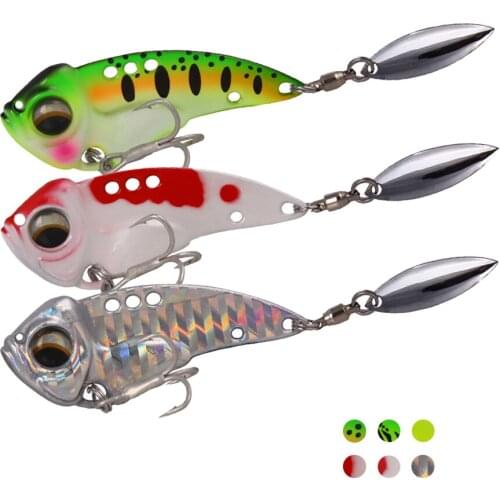 1PCS 8.5g/12.5g/17g Metal VIB Fishing Lure Spinner Sinking Rotating Spoon Crankbait Sequins Baits Fishing Tackle Sinking Baits