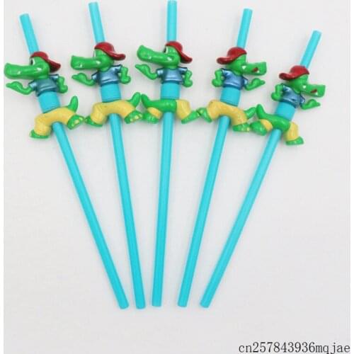 100Sets Cartoon Straws Animal Drinking Straws with Cleaning Brushes for Children Kids Party Decoration Birthday Supplies