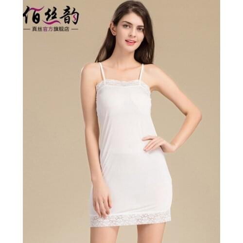 100% Silk Knitted Petticoat Lace New Summer Long Nightdress A Bottoming Skirt