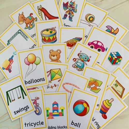 25pcs Kids Cognitive Toys Word Cards Early Learning English Flash Cards Montessori Memory Games Educational Toy Flashcards