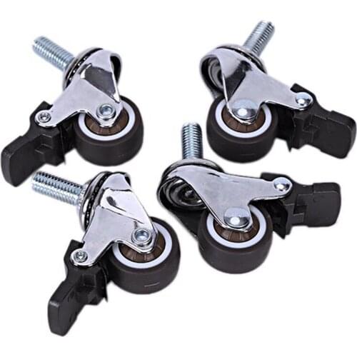 4Pcs Wheels For Office Chair Mini Casters 1 Inch M8X15Mm Tpe Silent Brake Universal Casters Wheel For Furniture Bookcase Drawer