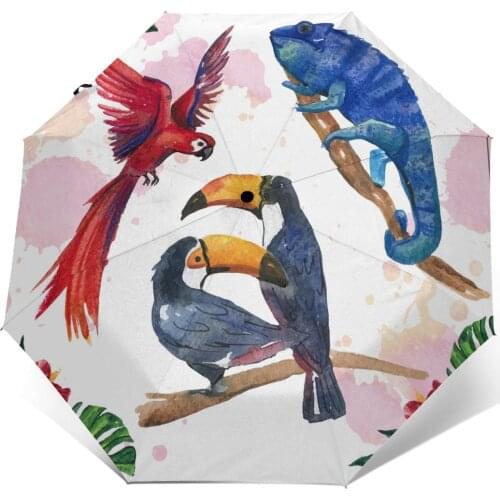 Automatic Umbrella Beautiful Tropical Animals three-fold umbrella women men rain umbrella