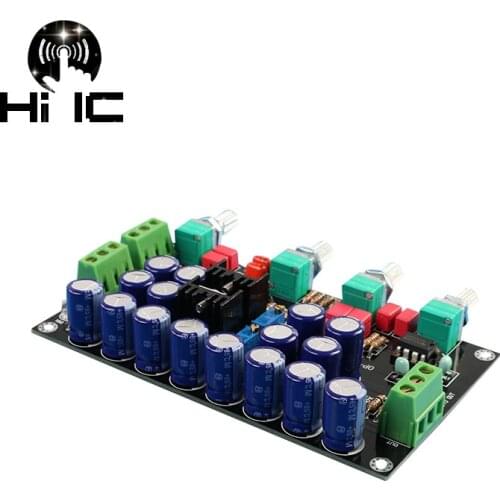 Free Shipping NE5532 HIFI Preamp Amplifier Pre-level Tone Board With Treble midrange bass Volume Control Preamp Front Plate