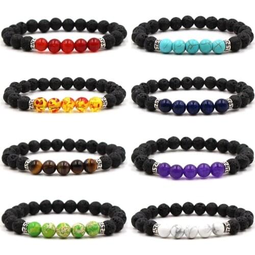 Love 7 Chakra Lava Stone Diffuser Bracelet Natural Stone Yoga Meditation Healing Bracelet Valentines Day Gift