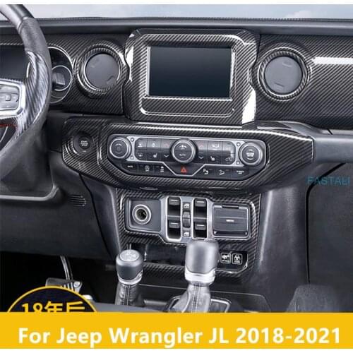 For Jeep Wrangler JL 2018-2021 Carbon fiber texture interior modified central control instrument panel decoration stickers