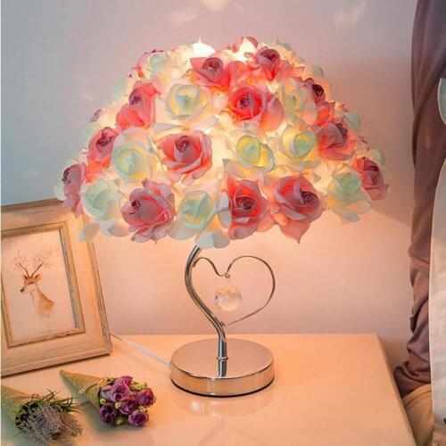 European Rose Desk Lamp Bedroom Creative Multicolor Table Lamp Desk Decoration Rose Flower Led Night Light Factory Direct Sales