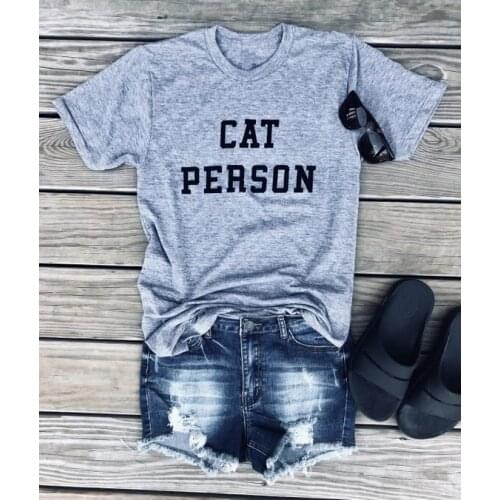 Cat Person t-shirt Lover Mom aesthetic Track tee shirt, women clothing grey funny slogan simple style kawaii tees goth gift tops