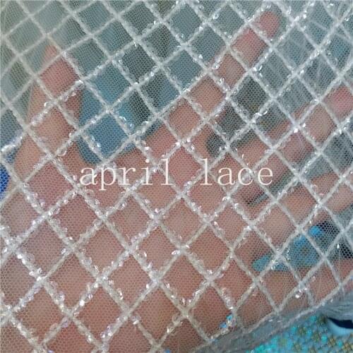 Gg006 offwhite ivory ripstop sequin embroidery luxury pattern net tulle mesh lace for evening dress/sawing/wedding