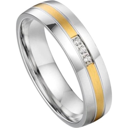 Ring stone gold plated wedding band women lovers alliance cz diamond marriage anniversary couple rings female ladies