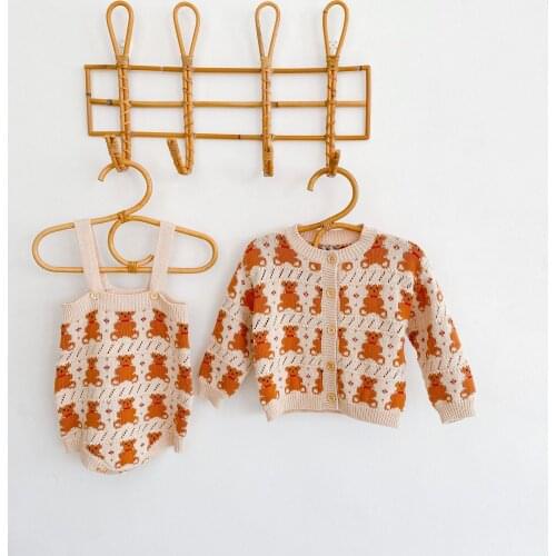 New 2021 Newborn Knited Romper New Baby Knitted Romper Autumn Baby Girl Newborn Knitted Romper Suits Romper+Knitted Coat