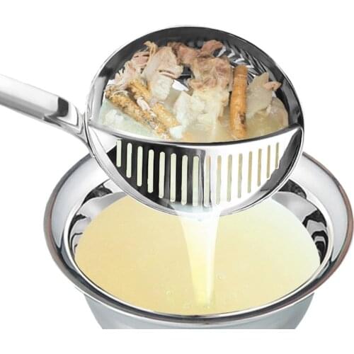 Stainless Steel Kitchen Spoon Strainer Long Handle Cooking Colander Kitchen Tools Kichen Items Sink Accessories Practical Soup