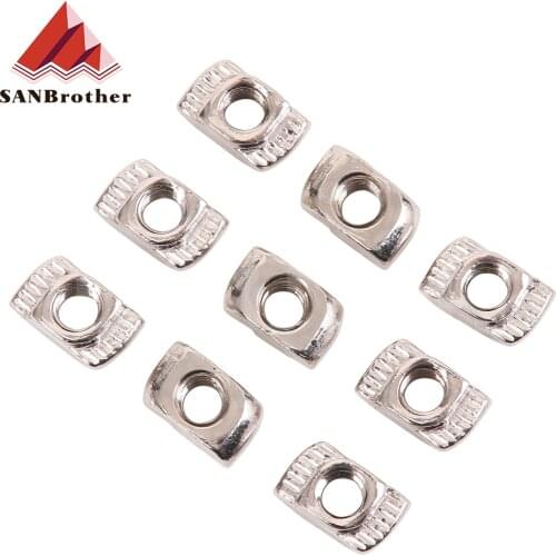 10/20/50/100pcs M3/M4/M5*10*6 for 20 Series Slot T-nut Sliding T Nut Hammer Drop In Nut Fasten Connector 2020 Aluminum Extrusion