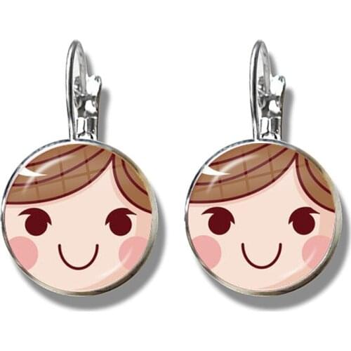 Матрёшка matryoshka Russian Earrings Fashion Silver Color Glass Cabochon Ear Stud Jewelry For Women Girls Gift