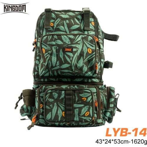 Kingdom Fishing Bags 1000D Waterproof Nylon Multifunctional Outdoor Large Capacity 43x24x53cm Mens Backpack Fishing Accessories
