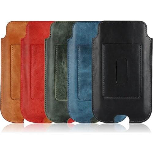 Fashion Leather Phone Bag Card Holster Storage Waist Bag Protective Pouch Case for 4.7''/5.1''/5.5'' Mobile Phone Holder