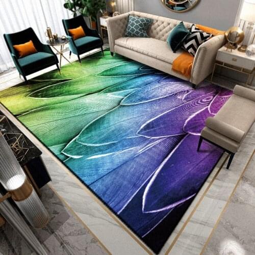 Fashionable North carpet simple modern geometry 3D peacock feather print carpet living room bedroom carpet