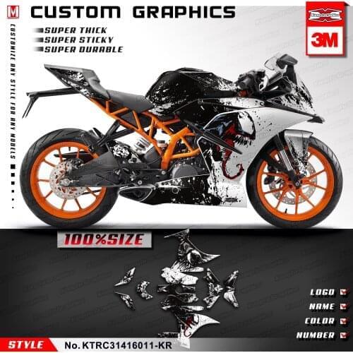 KUNGFU GRAPHICS Personalised Decal Kit Full Vinyl Stickers for RC 250 390 RC250 RC390 2014 2015 2016 Venom Style