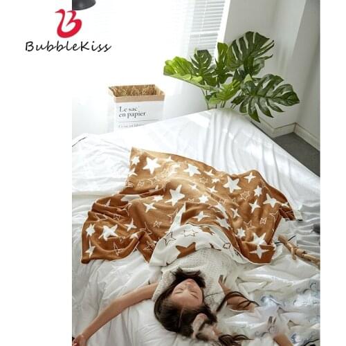 Bubble Kiss Brown Thread Blanket Home Sofa Throw Blanket Geometric Simple Beds Blanket General Blanket For Bed Adults Children
