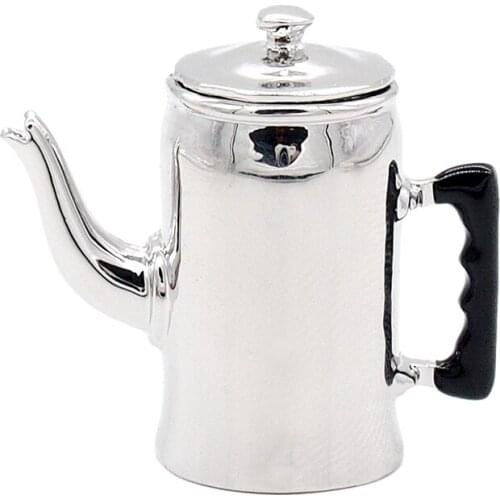 Odoria 1:12 Miniature Metal Silver Water Jug Coffee Pot Kitchen Tableware Kettle Kitchen Dollhouse Accessories Doll House Decor